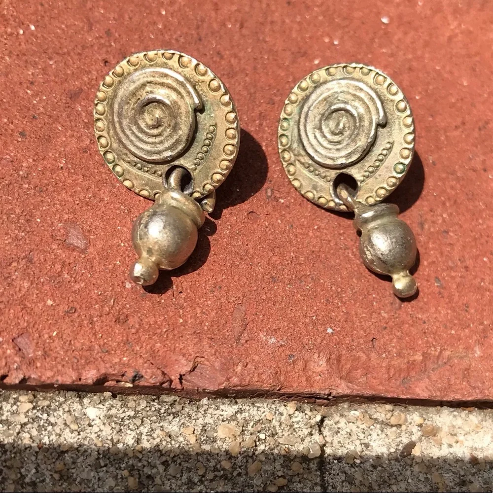 6/$20 Gently Used Brass Earrings, Ethnic Inspired Design, Small Size, Unique - Picture 2 of 4
